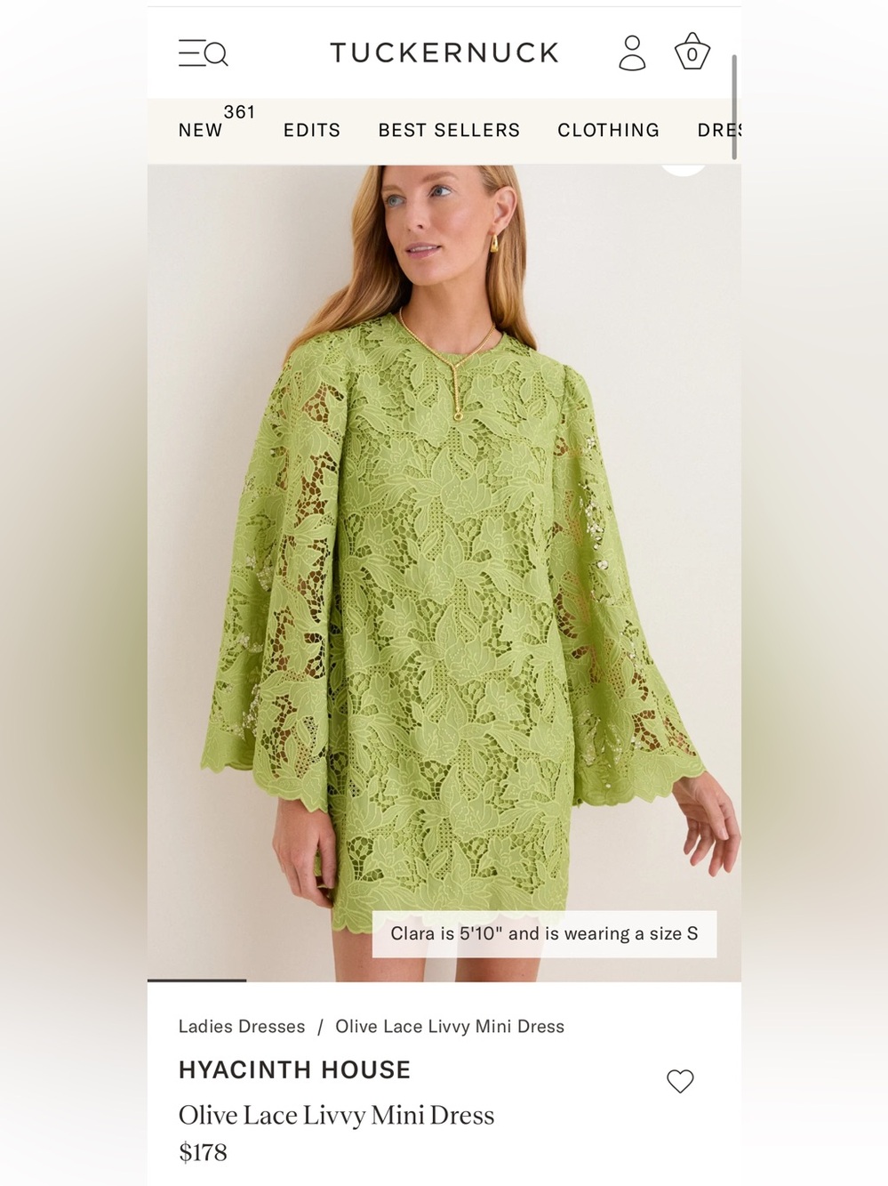 Like new! Tuckernuck Olive Lace Livvy Mini Dress